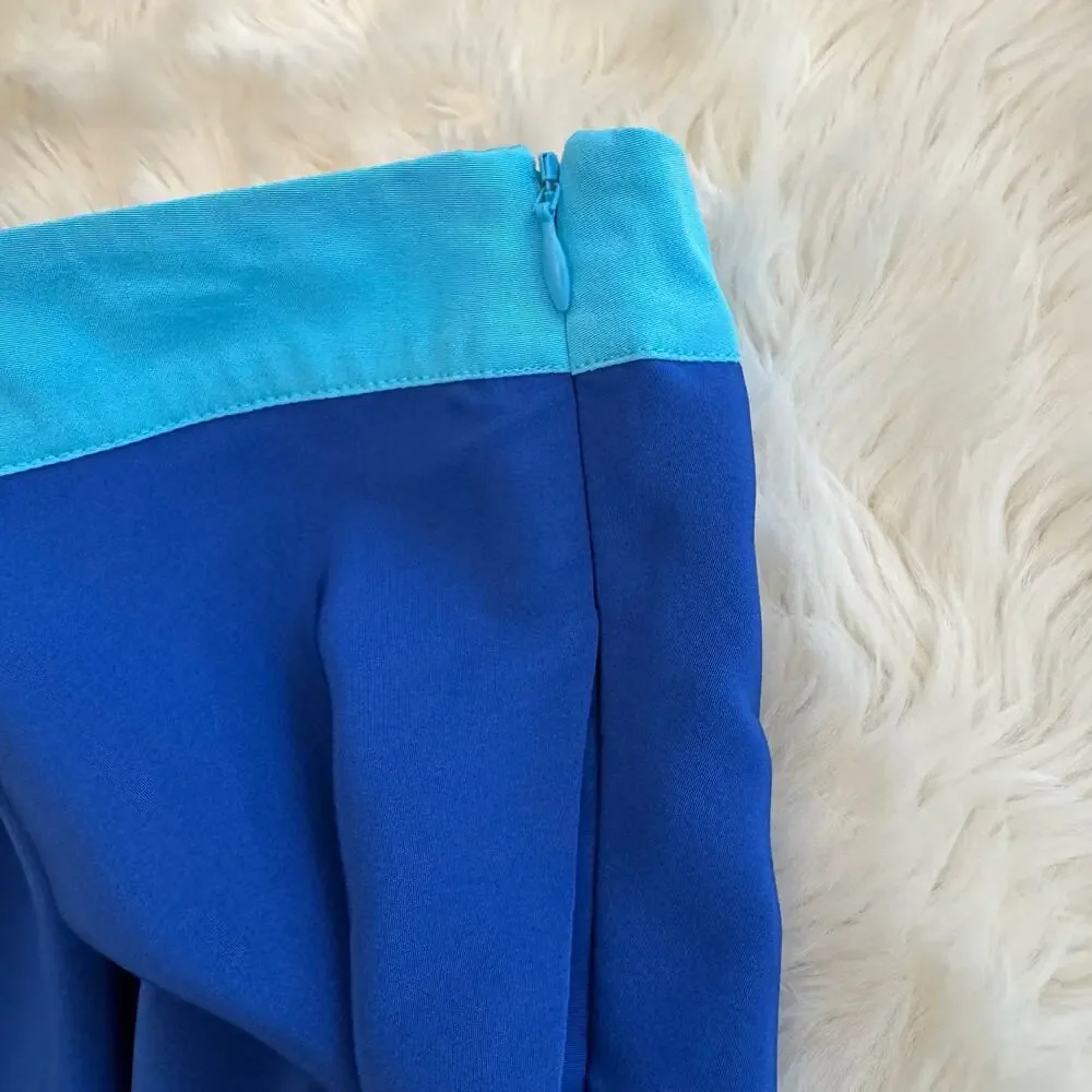 Madison Marcus Blue Silk Skater Mini Skirt XS NWT